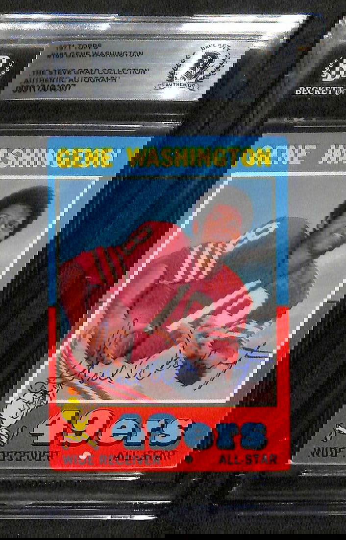 Gene Washington 1971 Topps #165 Signed Football Card Beckett Authenticated (1 of 1)