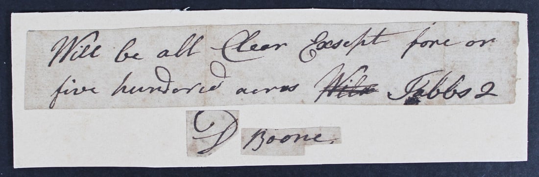 Daniel Boone Signed Cut Signature 1.85x6.5 JSA Certified (1 of 2)