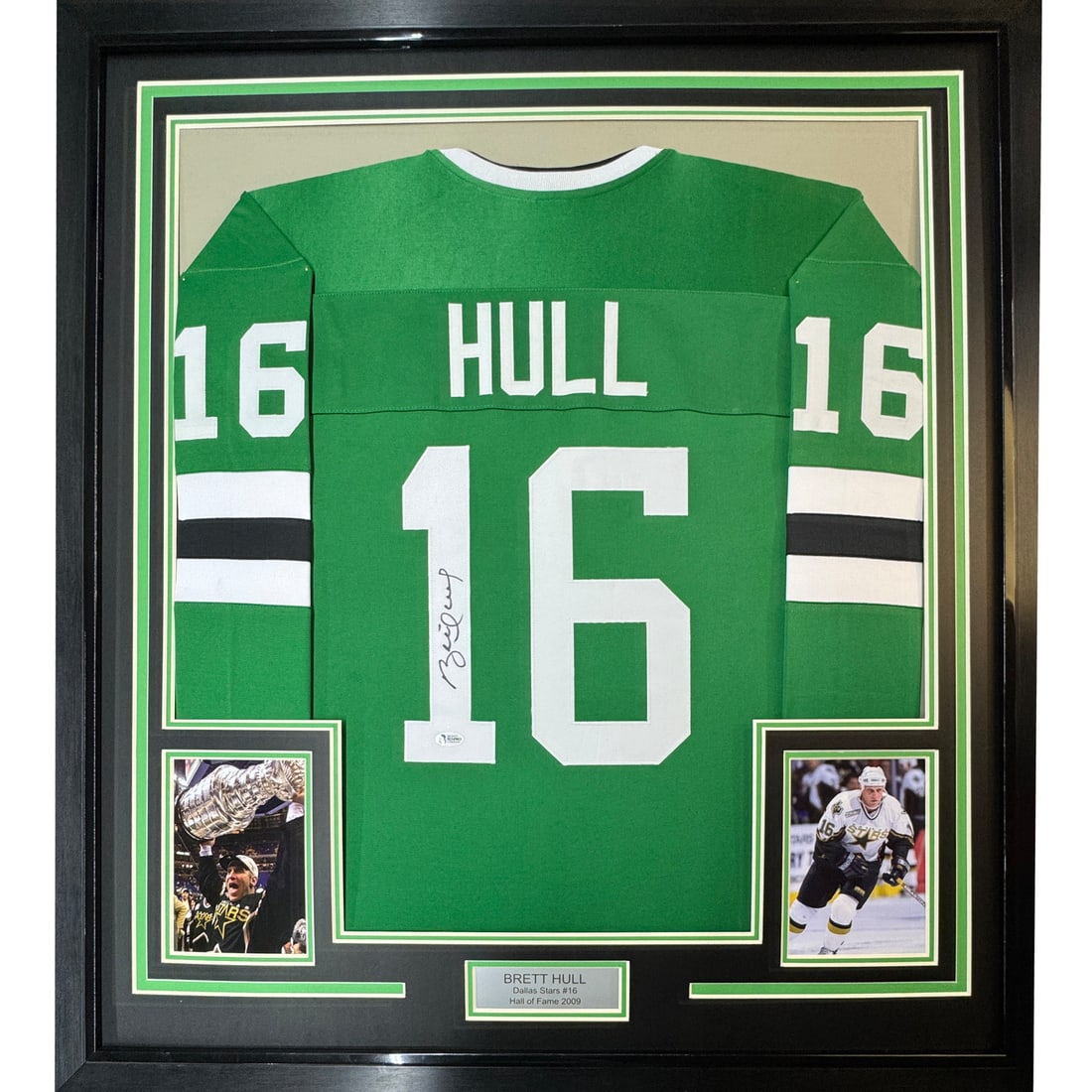 Framed Authentic Autographed Brett Hull Dallas Stars Jersey BAS COA (1 of 2)