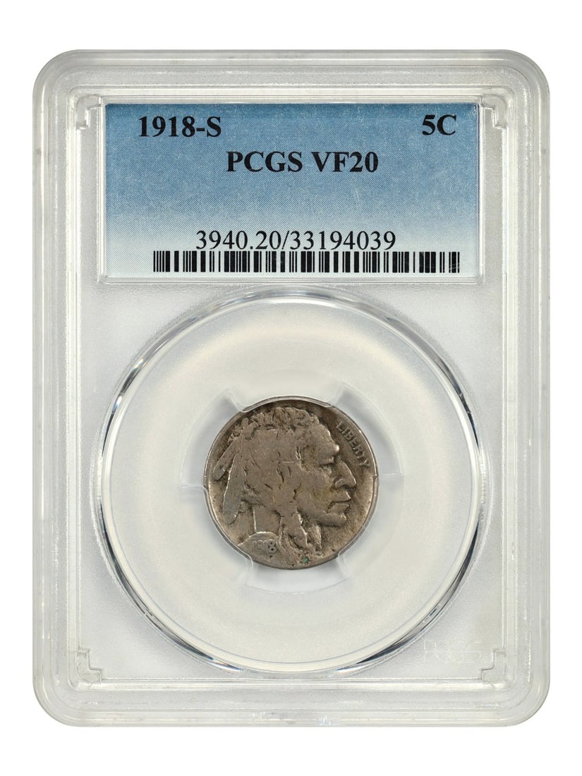San Francisco Mint 1918 Buffalo Nickel 5C PCGS Graded VF20 Scarce Issue (1 of 4)