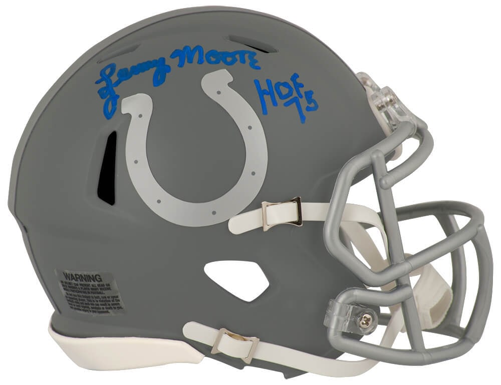 Lenny Moore Signed Colts Mini Helmet HOF 75 Inscription (1 of 1)