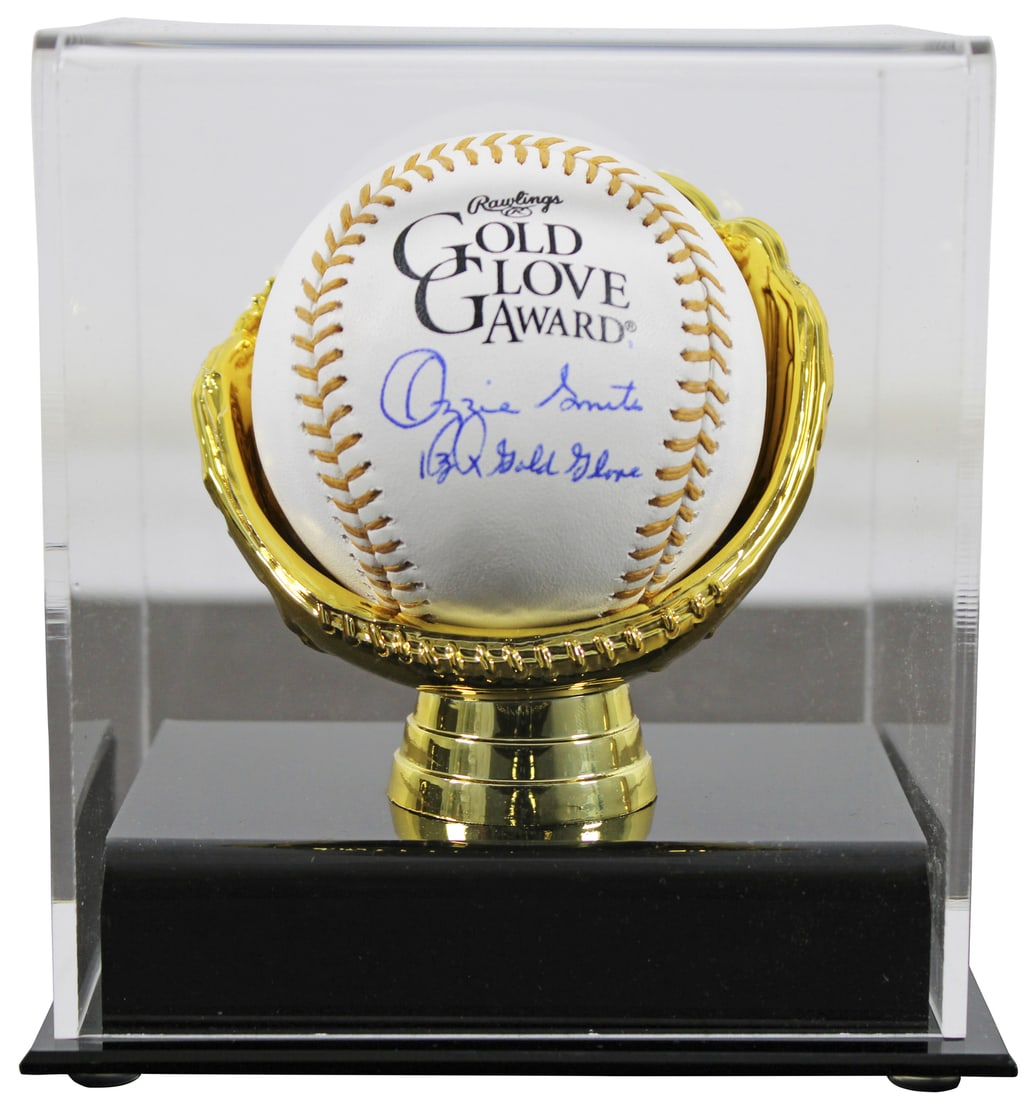Ozzie Smith Signed Baseball 13x Gold Glove in Acrylic Case (1 of 5)