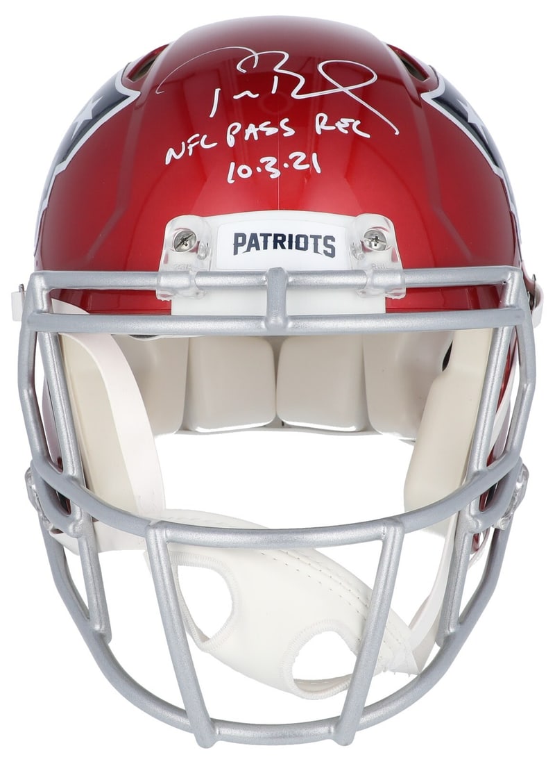 Tom Brady Signed Limited Edition Patriots Helmet with NFL Record Inscription (1 of 11)
