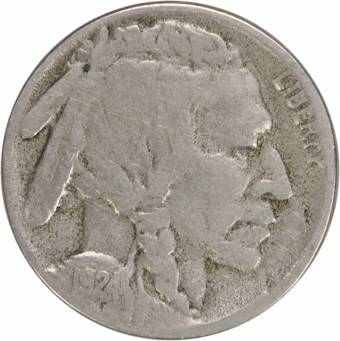 1924-S Buffalo Nickel F Circulated Coin by James Earle Fraser: 1924-S Buffalo Nickel F Circulated Coin by James Earle Fraser This 1924-S Buffalo Nickel features a classic design by James Earle Fraser and originates from the San Francisco mint. As a circulated coi