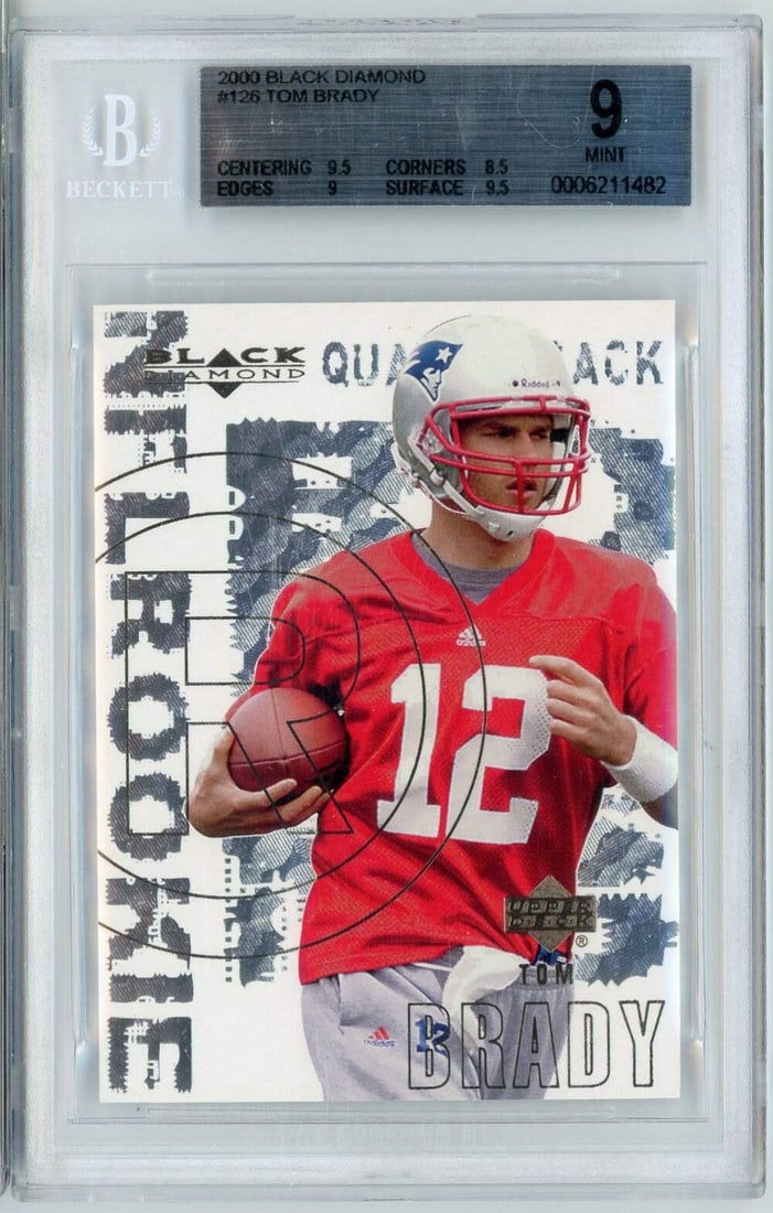 2000 Upper Deck Black Diamond Tom Brady Rookie Card BGS 9 (1 of 2)