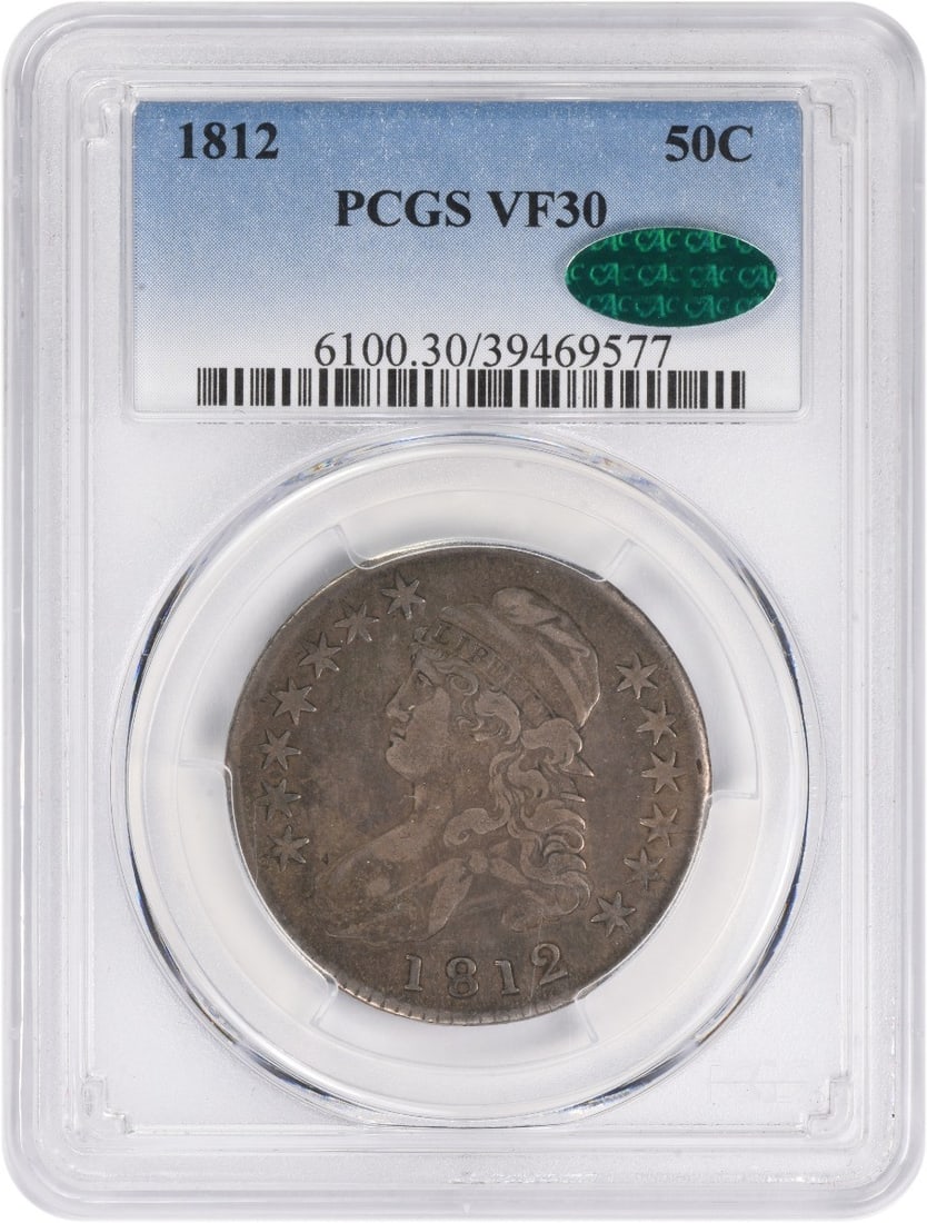 VF30 CAC 1812 Capped Bust Half Dollar 50C PCGS Certified (1 of 2)