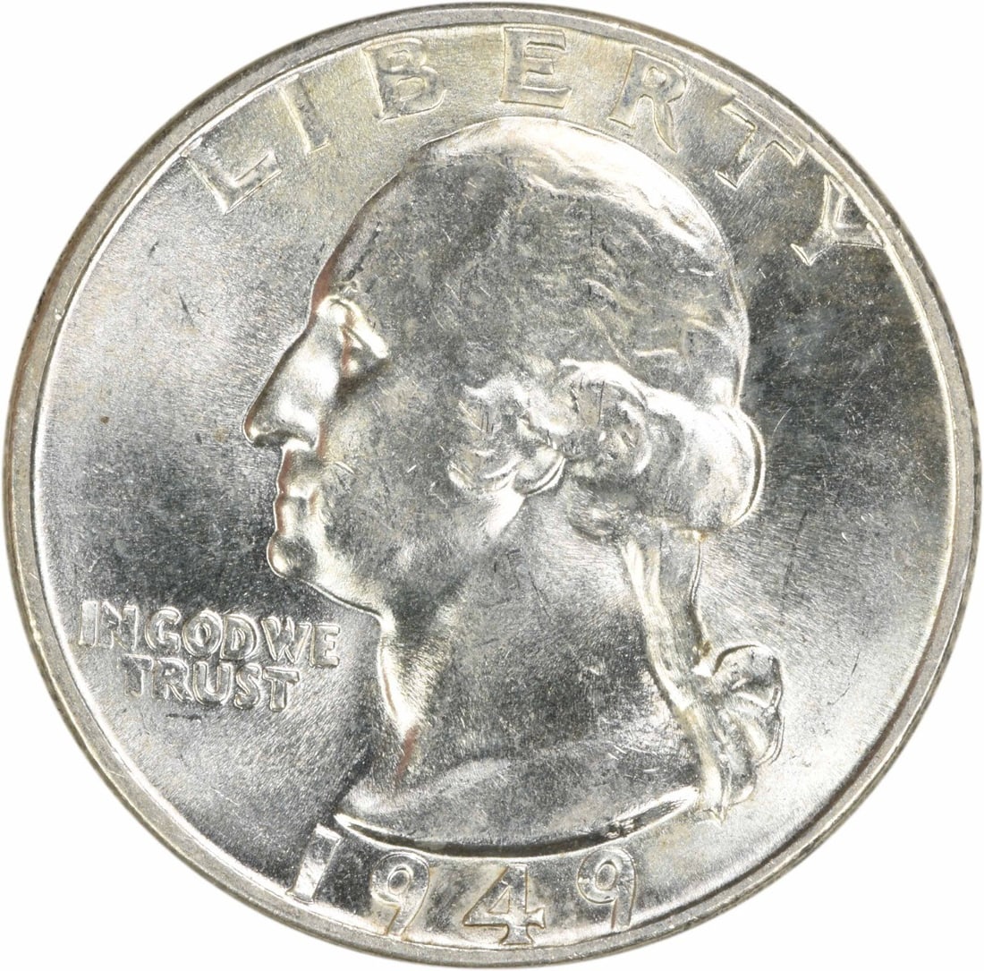 Uncirculated 1949 Silver 25C Washington Quarter Choice BU Plus Uncertified (1 of 2)