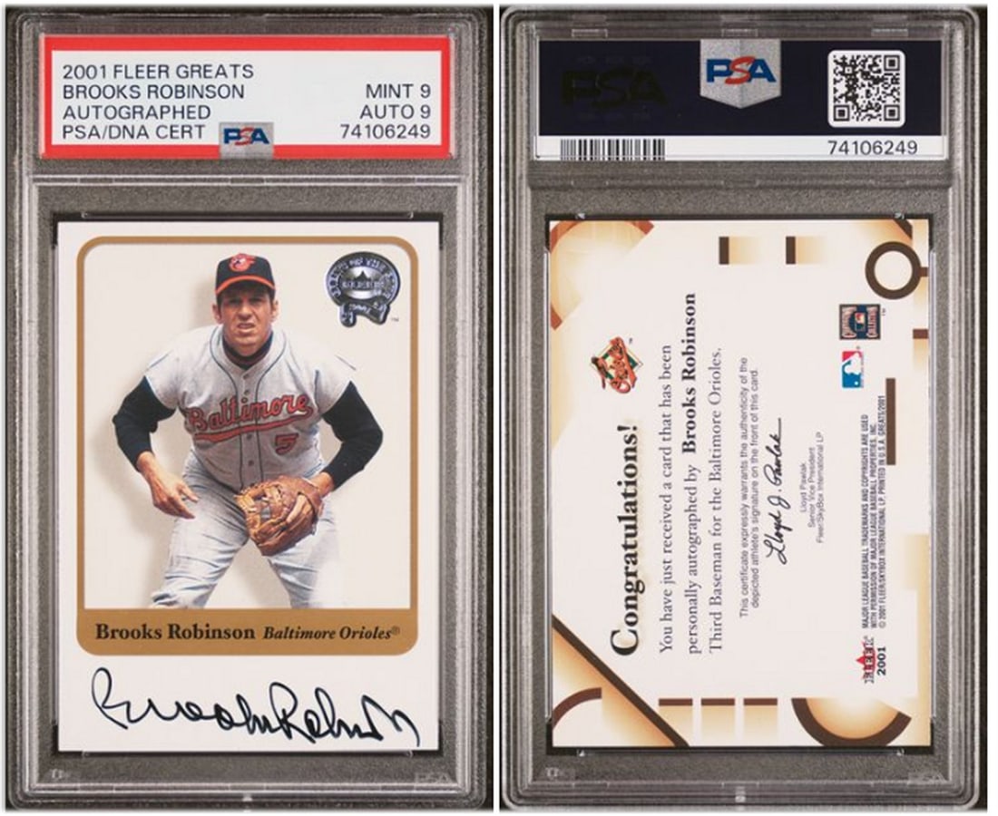 Brooks Robinson 2001 Fleer Greats Autograph PSA 9 Baseball Card (1 of 1)