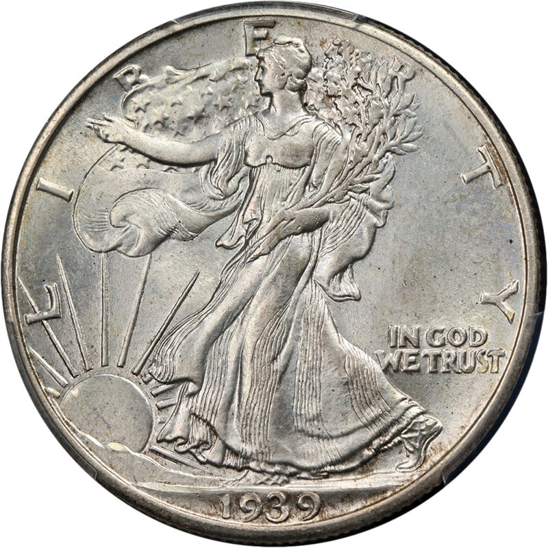 1939-P Walking Liberty Half Silver PCGS Unc Details Great Eye Appeal: 1939-P Walking Liberty Half Silver PCGS Unc Details Great Eye Appeal This 1939-P Walking Liberty Half showcases impressive eye appeal, featuring beautiful luster and a well-defined strike. With vibran