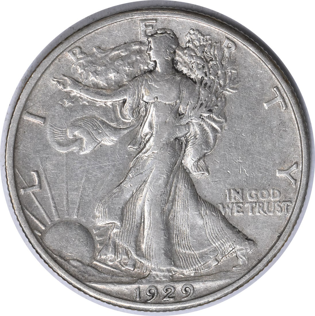 1929-S Walking Liberty Half Dollar 90% Silver XF Uncertified: 1929-S Walking Liberty Half Dollar 90% Silver XF Uncertified This 1929-S Walking Liberty Silver Half Dollar is a choice example of American numismatic history. Struck in San Francisco, this coin featu