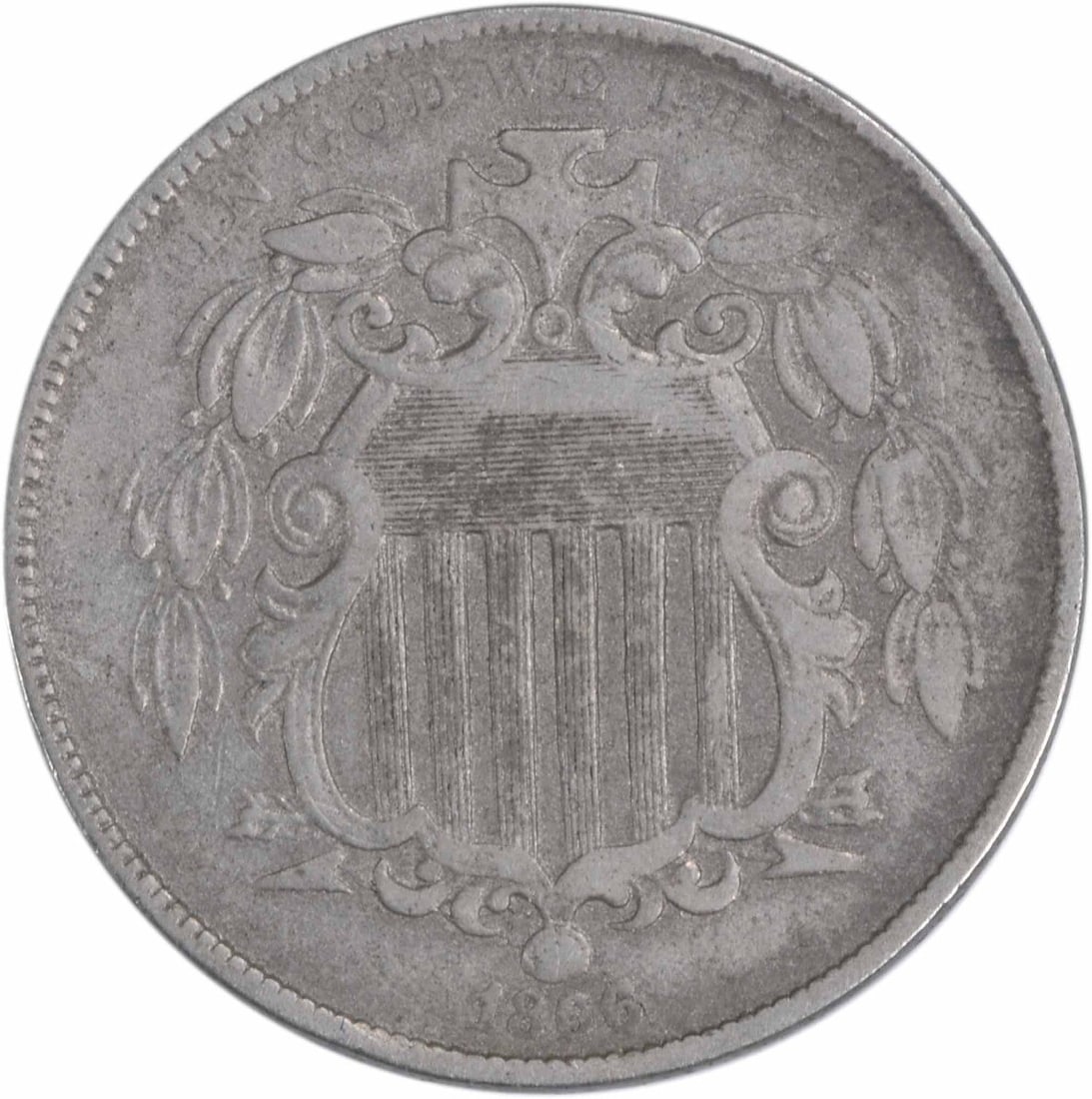 1866 Shield Nickel VF Uncertified by Longacre 5C Philadelphia Mint (1 of 2)