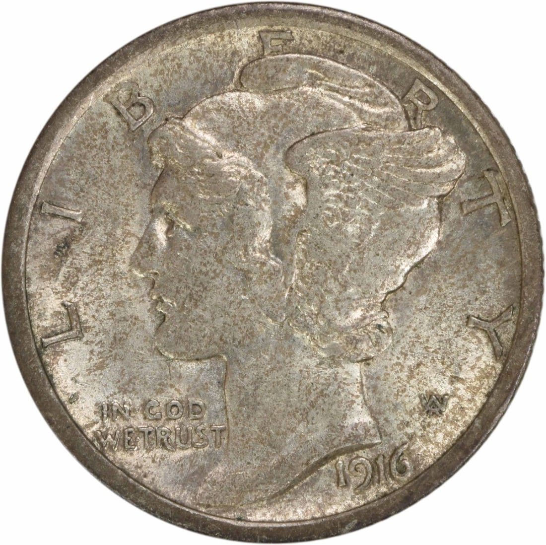 1916 Mercury Dime AU Uncertified 90% Silver Coin (1 of 2)