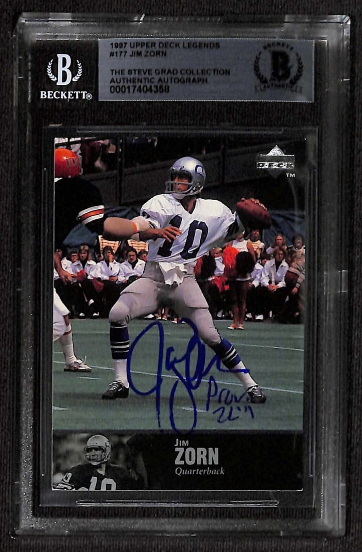 Jim Zorn Signed 1997 Upper Deck Legends #177 Card Beckett Authenticated (1 of 1)