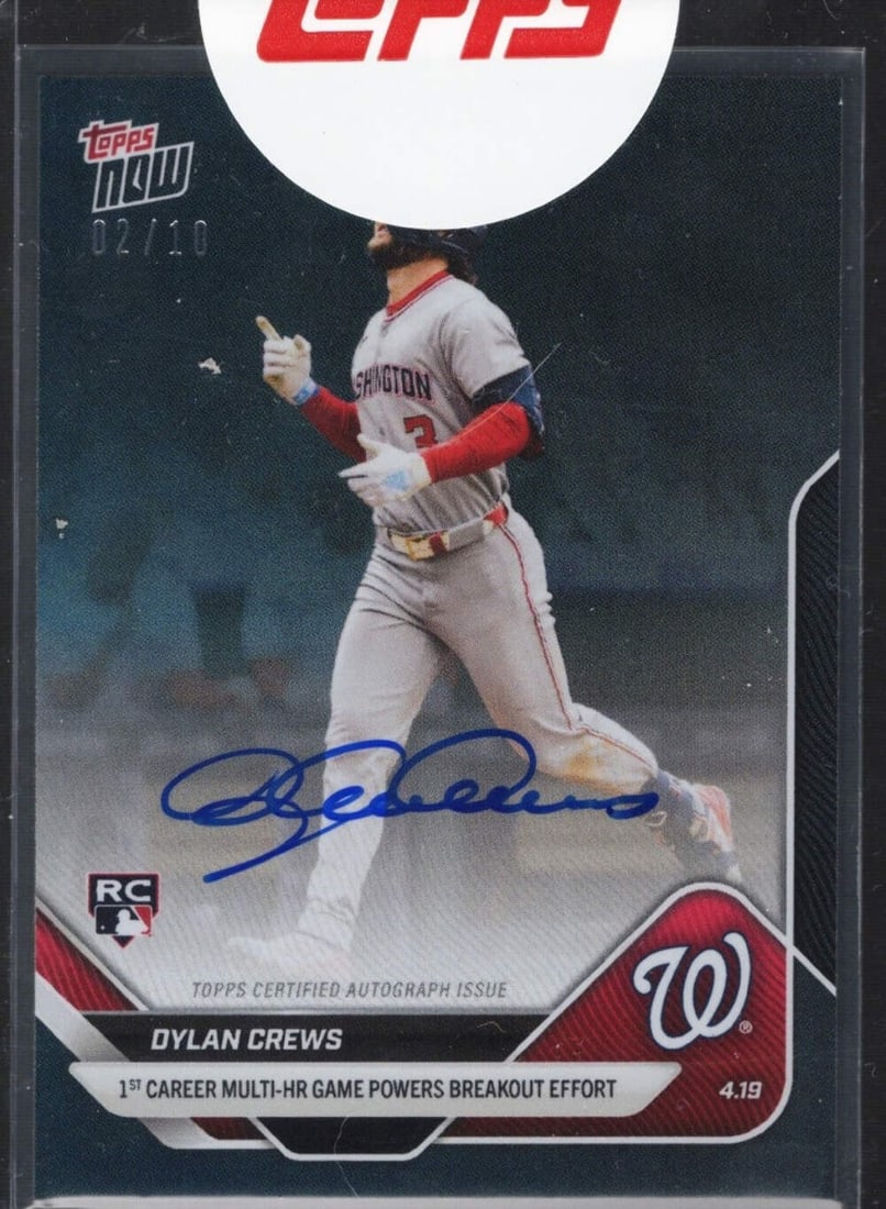 2025 Topps Now Dylan Crews #87A Autographed RC Card /10 Washington Nationals (1 of 2)