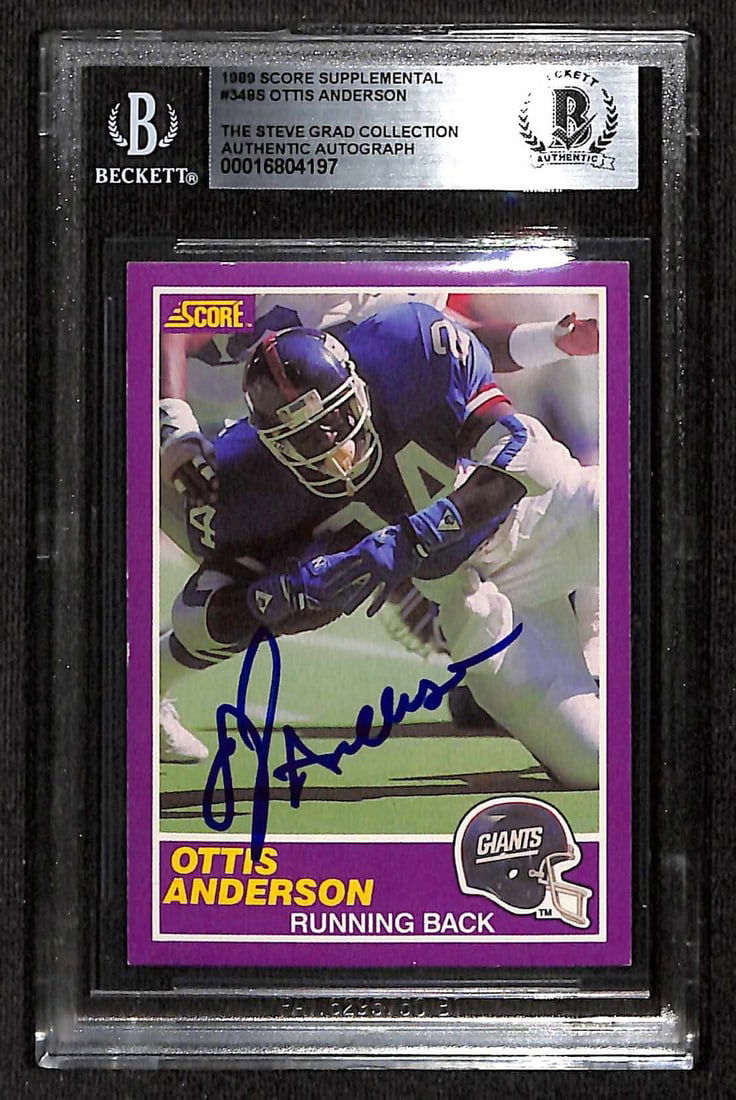 Ottis Anderson 1989 Score Supplemental #349S Signed Football Card Beckett Authenticated (1 of 1)