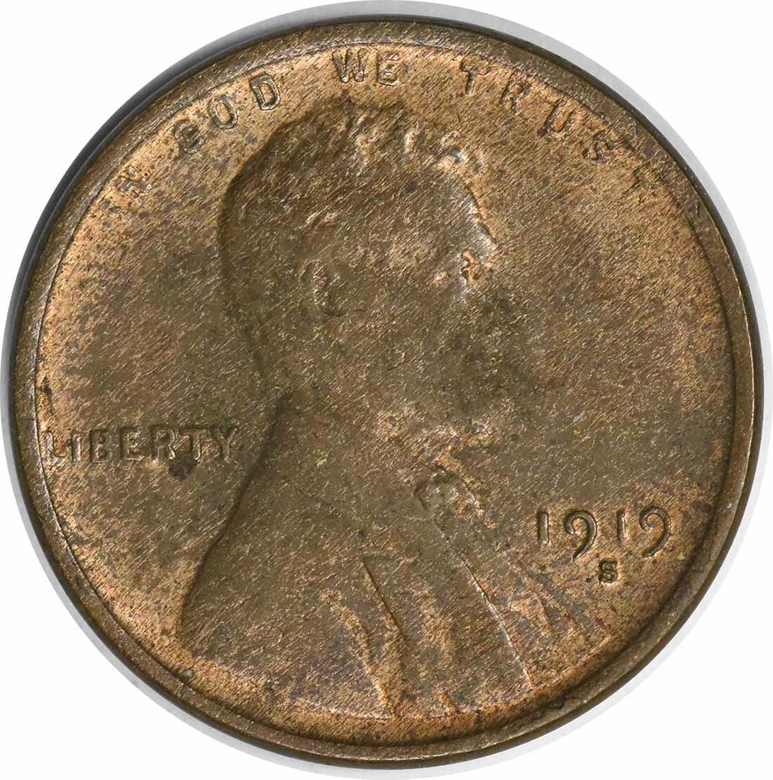 1919-S Lincoln Wheat Cent Choice Uncirculated Copper Coin (1 of 2)