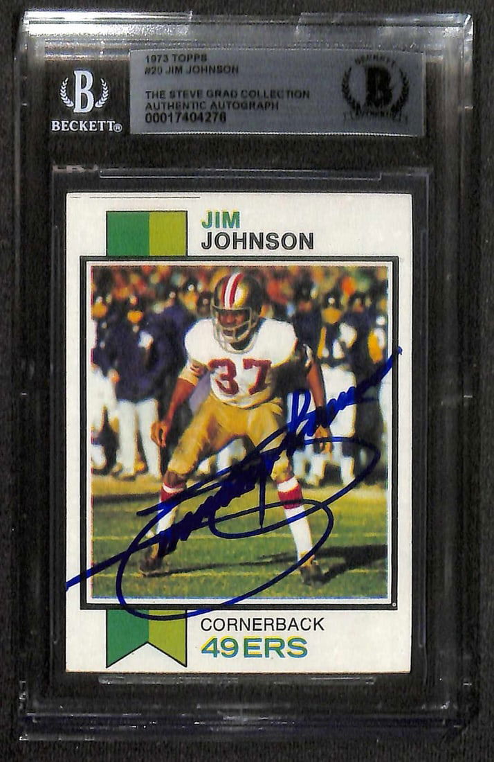 Jim Johnson San Francisco 49ers 1973 Topps #20 Autographed Card Beckett Certified (1 of 1)