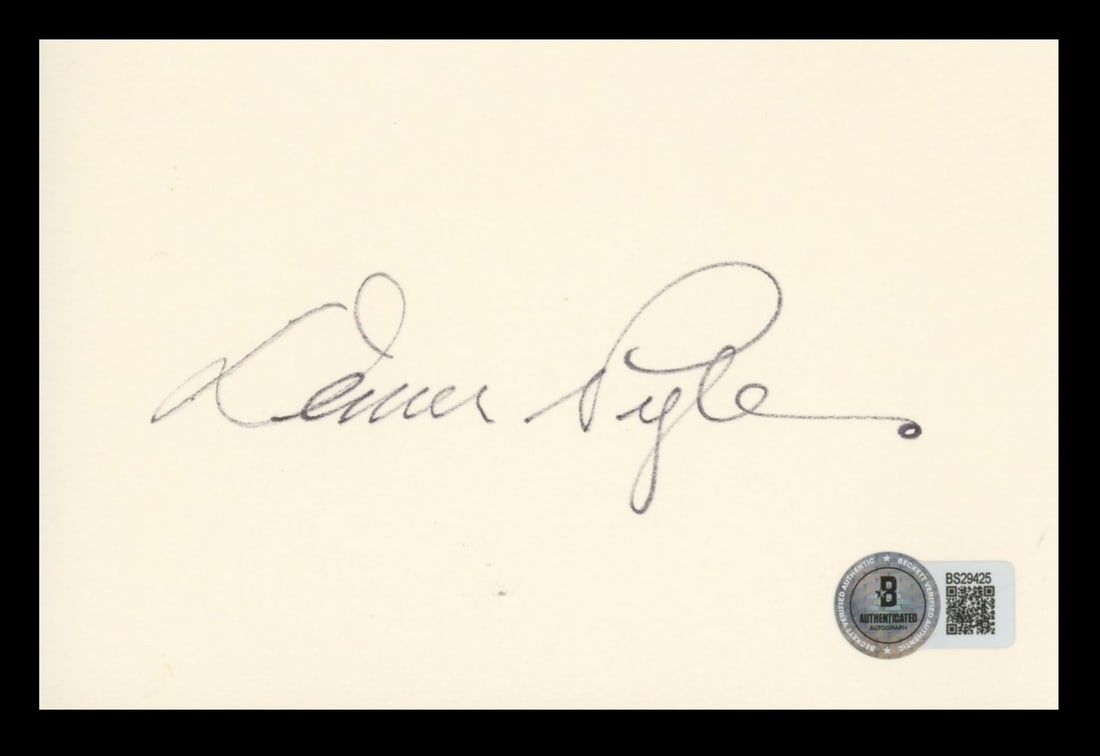 Denver Pyle Signed 4x6 Index Card The Dukes Of Hazzard BAS Authenticated (1 of 2)