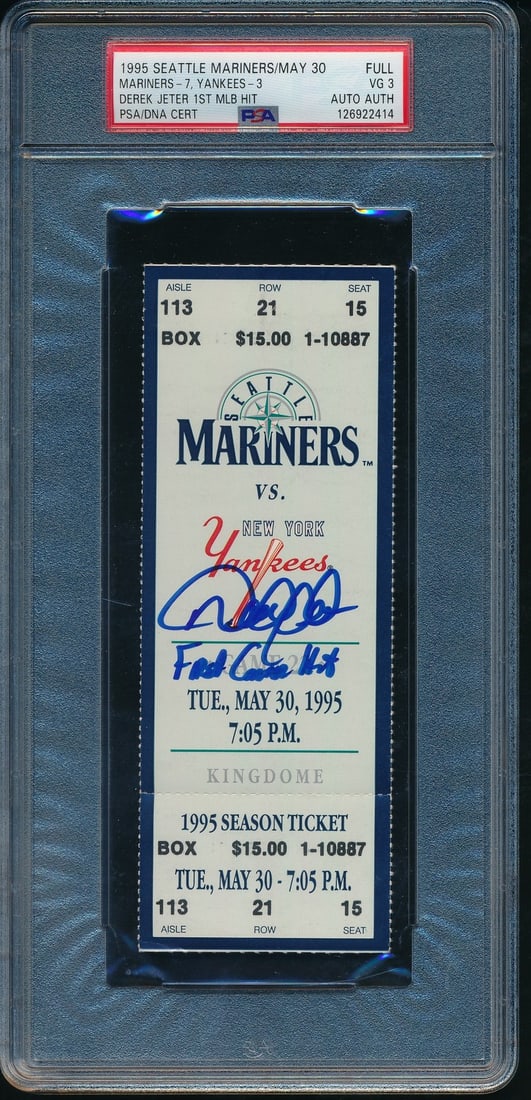 Derek Jeter Signed Full Ticket 1st Hit 5/30/1995 Yankees PSA/DNA (1 of 2)