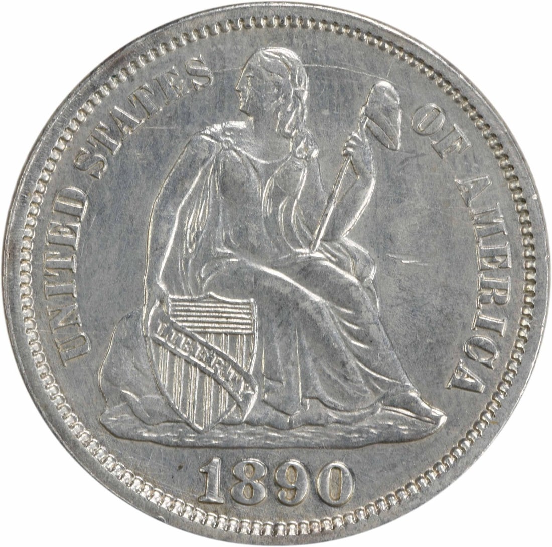 1890 Liberty Seated Silver Dime AU Uncertified Philadelphia Mint (1 of 2)