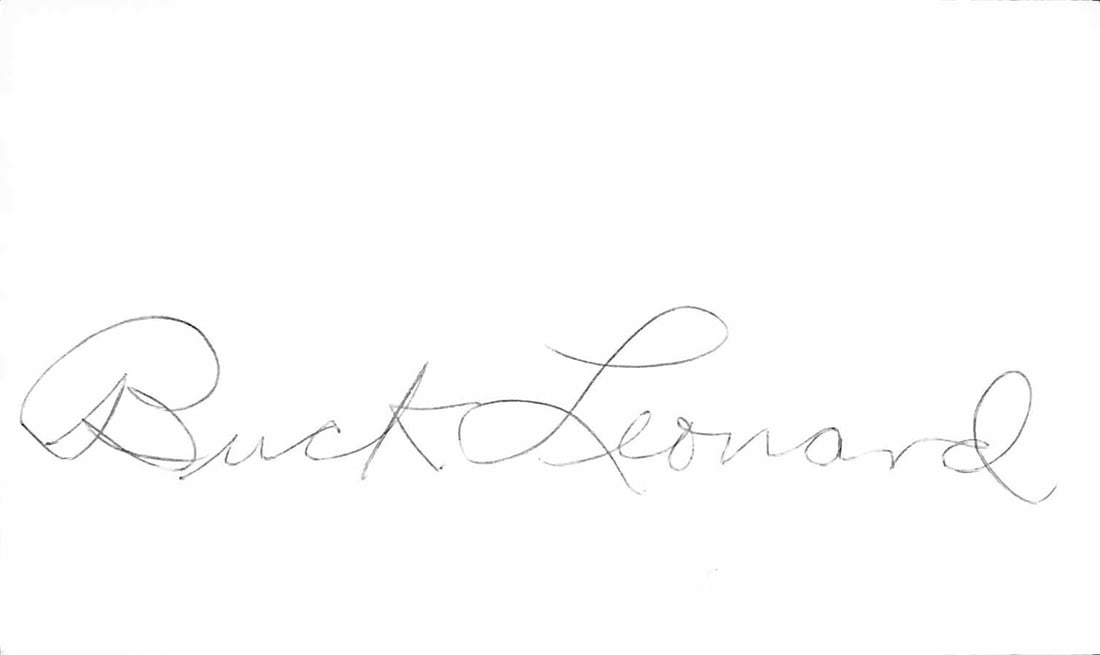 Buck Leonard Signed 3x5 Index Card Beckett Certified HOF Legend (1 of 1)
