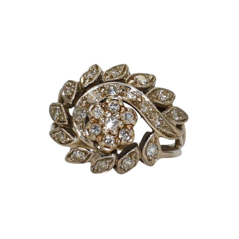 14K White Gold Cluster Diamond Ring 0.80tcw Size 6 SI2-I1 (1 of 6)