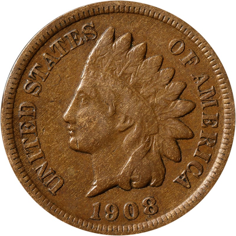 1908-S Indian Cent Copper Coin Circulated from San Francisco (1 of 2)