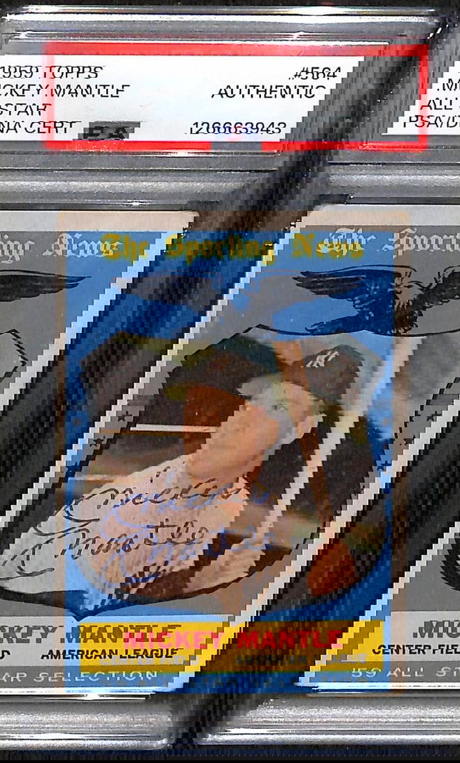 Mickey Mantle Autographed 1959 Topps All Star Card #564 PSA/DNA (1 of 2)