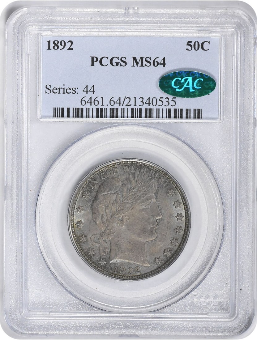 1892 Barber Half Dollar MS64 PCGS Certified Silver Coin (1 of 4)