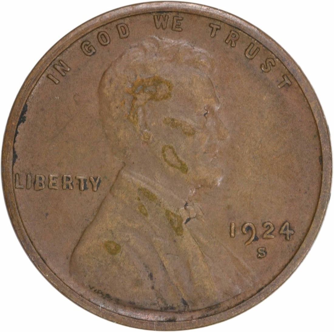 1924-S Lincoln Wheat Cent AU Uncertified Copper Coin (1 of 2)