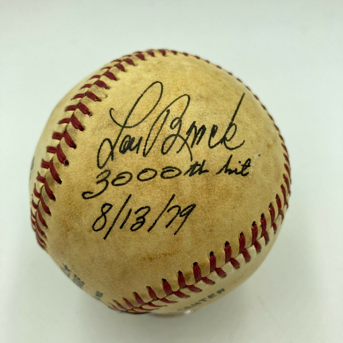 Lou Brock 3000th Hit Signed Game Used Baseball with JSA MEARS COA (1 of 8)