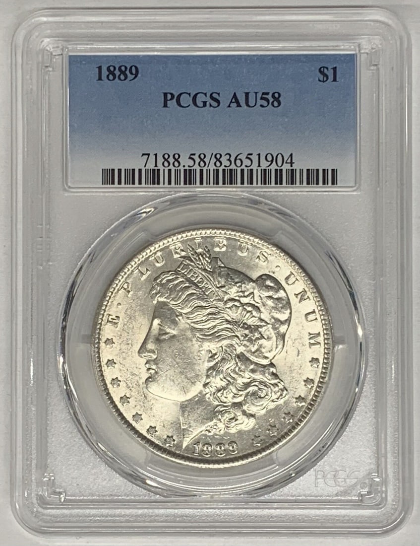 1889 Morgan Silver Dollar Coin PCGS AU 58 Uncirculated (1 of 2)