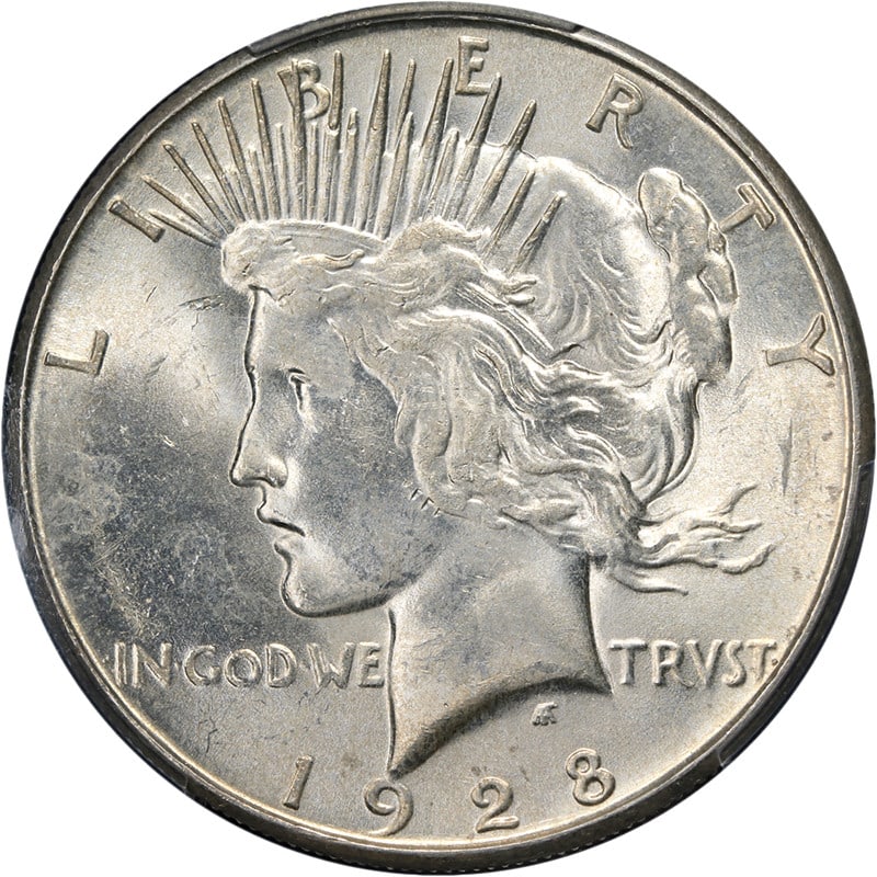 PCGS MS63 1928-S Peace Silver Dollar with Attractive Luster (1 of 4)