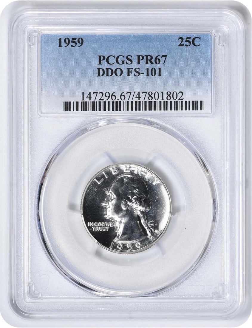 1959 Washington Silver Quarter PR67 PCGS Uncirculated Proof 90% Silver: 1959 Washington Silver Quarter PR67 PCGS Uncirculated Proof 90% Silver This 1959 Washington Silver Quarter is a stunning example of numismatic craftsmanship, graded PR67 by PCGS. Featuring a striking