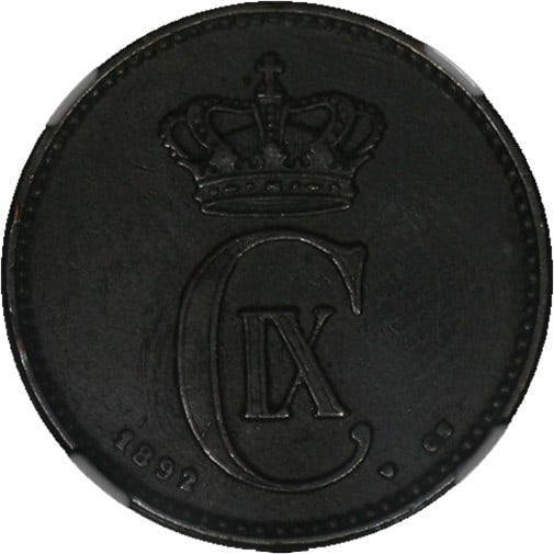 1892 Denmark CS Two Ore Coin NGC AU58 BN Copper (1 of 3)