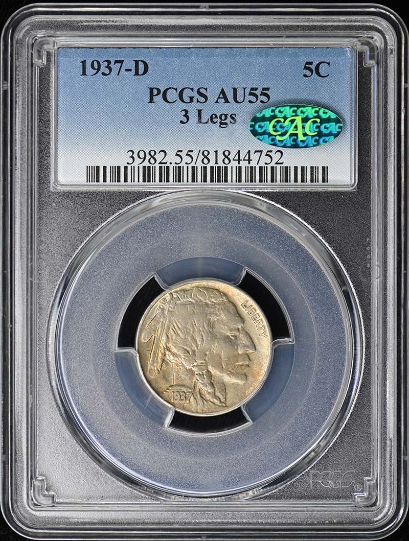 1937-D Buffalo Nickel PCGS AU55 CAC Certified (1 of 4)