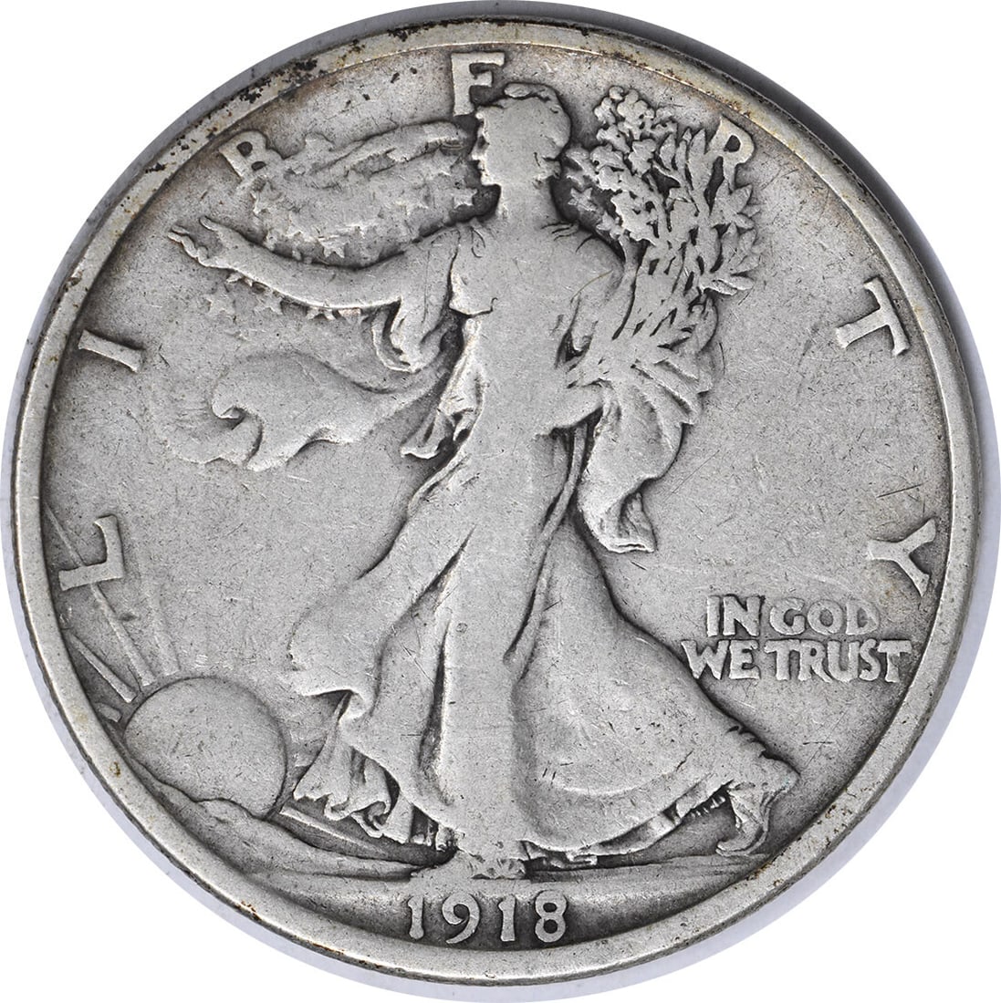 1918-D Walking Liberty Half Dollar 90% Silver Uncertified Coin: 1918-D Walking Liberty Half Dollar 90% Silver Uncertified Coin This 1918-D Walking Liberty Silver Half Dollar is a classic American coin featuring the iconic Liberty Walking design, crafted by renowne