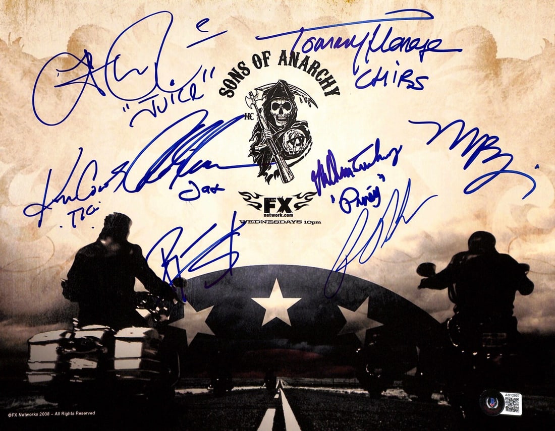 Sons of Anarchy Signed 11x14 Photo by 8 Cast Members Beckett LOA (1 of 1)