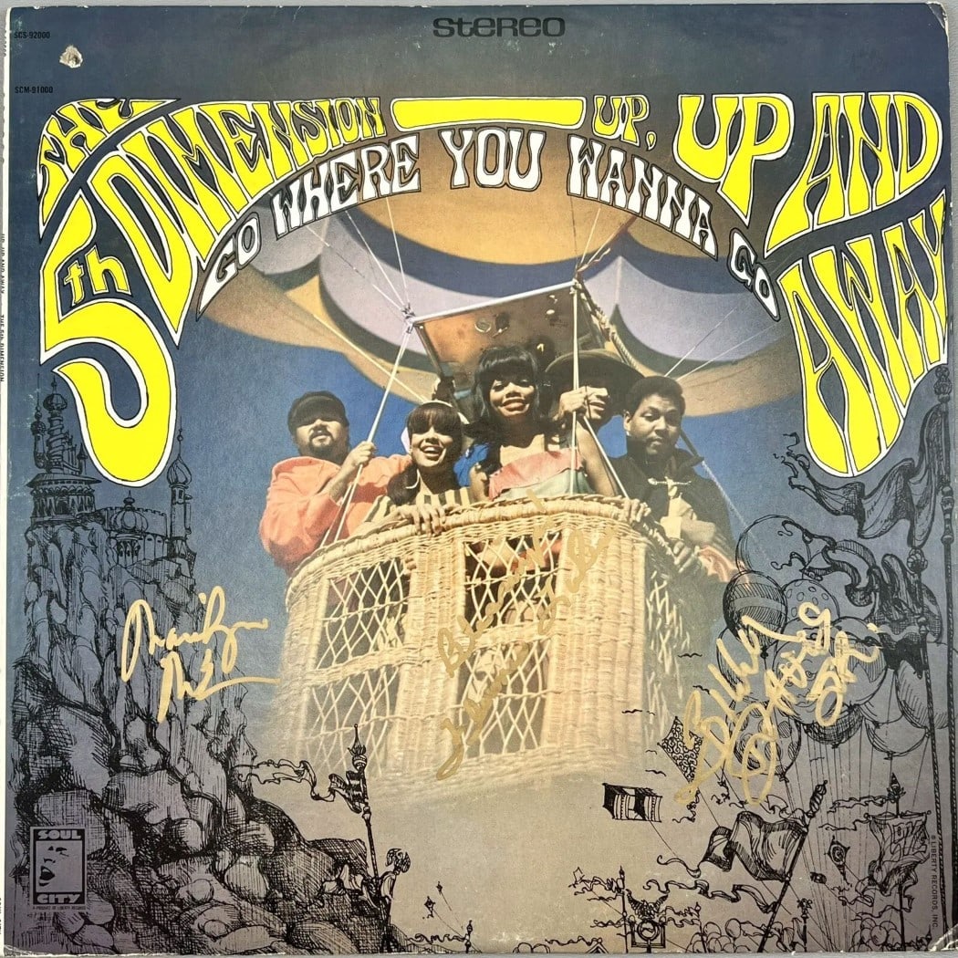 The 5th Dimension Multi Signed Album Cover McCoo Davis LaRue JSA: The 5th Dimension Multi Signed Album Cover McCoo Davis LaRue JSA This is a multi-signed autographed album cover from the iconic group The 5th Dimension, featuring the signatures of Marilyn McCoo, Bill