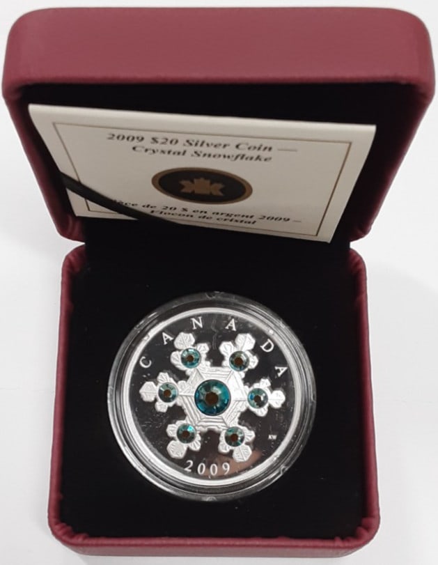 2009 Canada Proof $20 Blue Silver Crystal Snowflake Coin with COA (1 of 5)