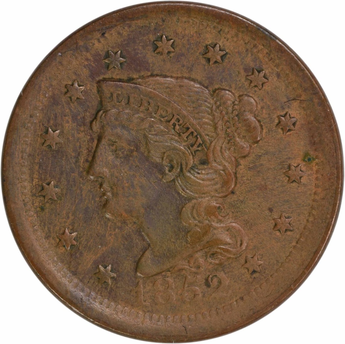 1852 Braided Hair Large Cent EF Copper Coin Philadelphia Mint (1 of 2)