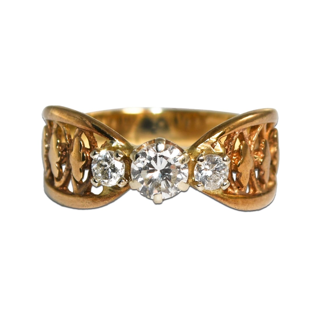 Elegant Three Diamond Ring 14k Yellow Gold H VS Clarity Size 7.25 (1 of 6)