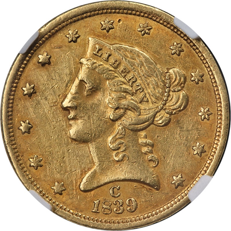 1839-C Liberty Gold $5 NGC AU Details Key Date Coin (1 of 4)