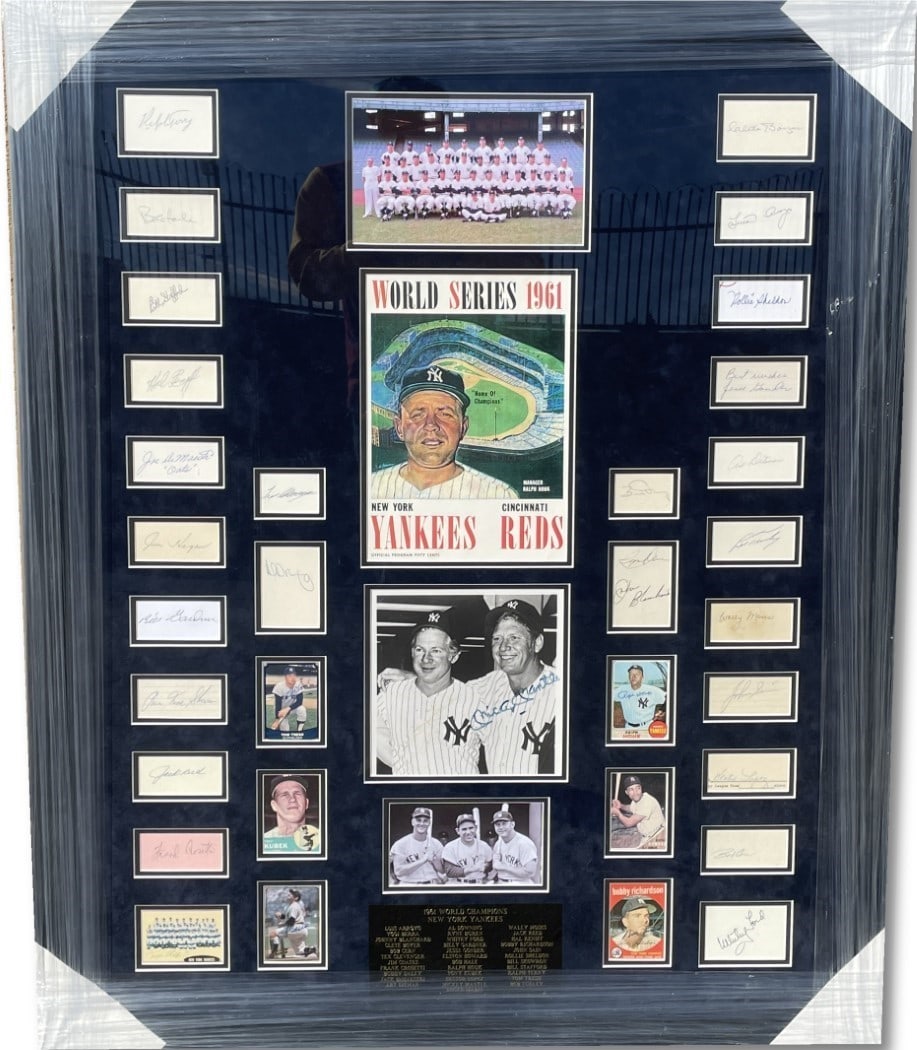1961 Yankees Team Signed Collage Mantle Berra Maris 29 Autographs JSA Authenticated (1 of 8)