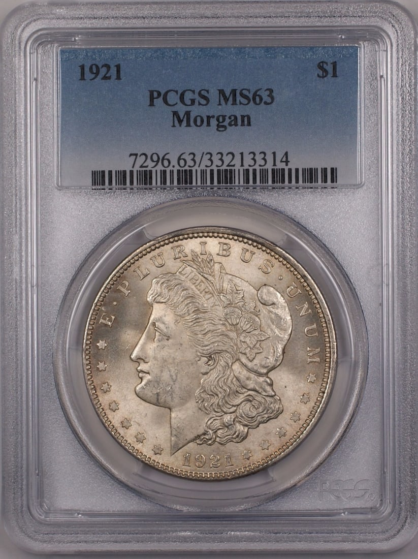 1921 Morgan Silver Dollar PCGS MS-63 Uncirculated Silver Coin (1 of 2)