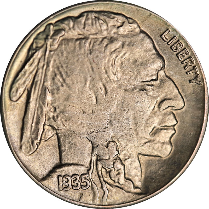 1935-S Buffalo Nickel Circulated Nickel Coin Uncertified: 1935-S Buffalo Nickel Circulated Nickel Coin Uncertified This 1935-S Buffalo Nickel is a notable piece from American coinage history. It features the iconic buffalo design on the reverse side, symboli