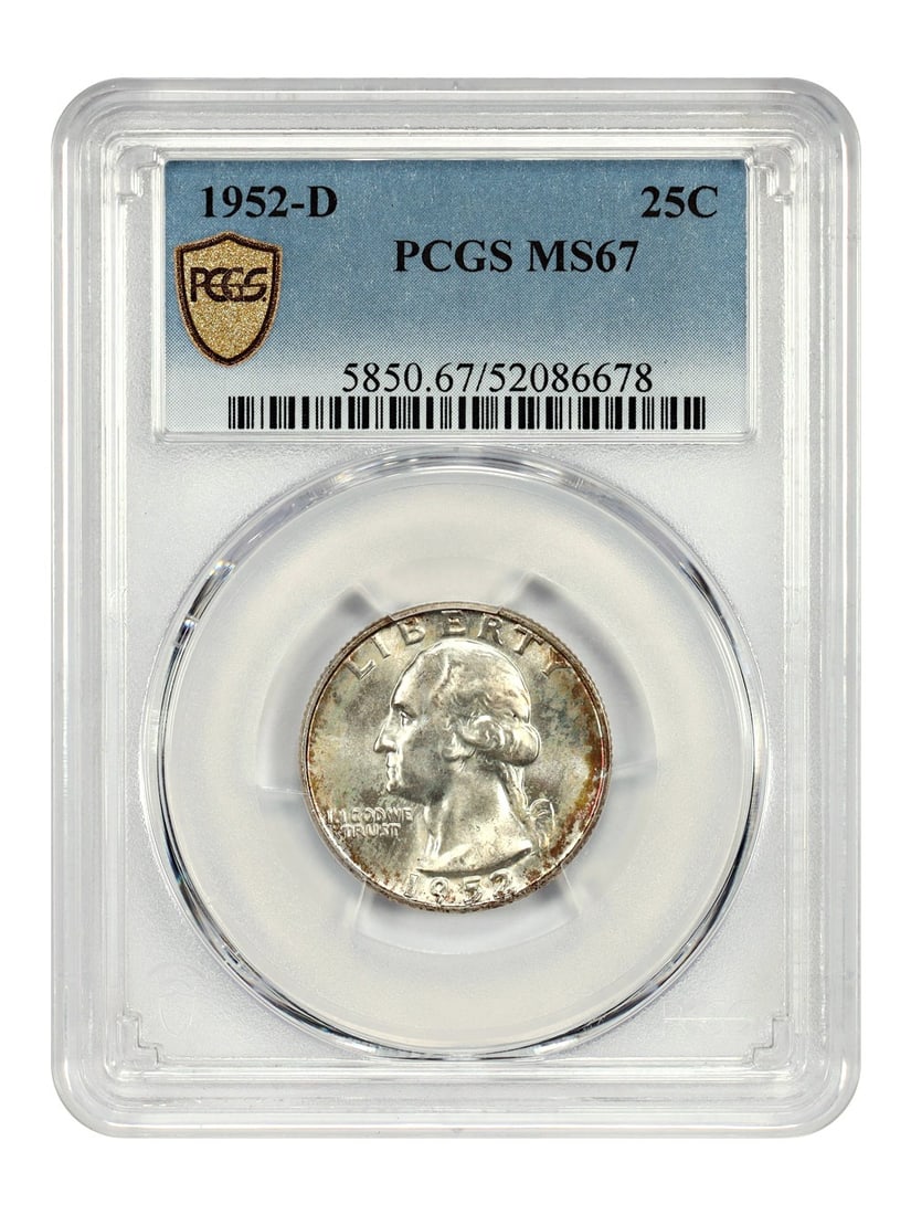 PCGS MS67 1952-D Washington Quarter Uncirculated 25 Cent Coin (1 of 4)