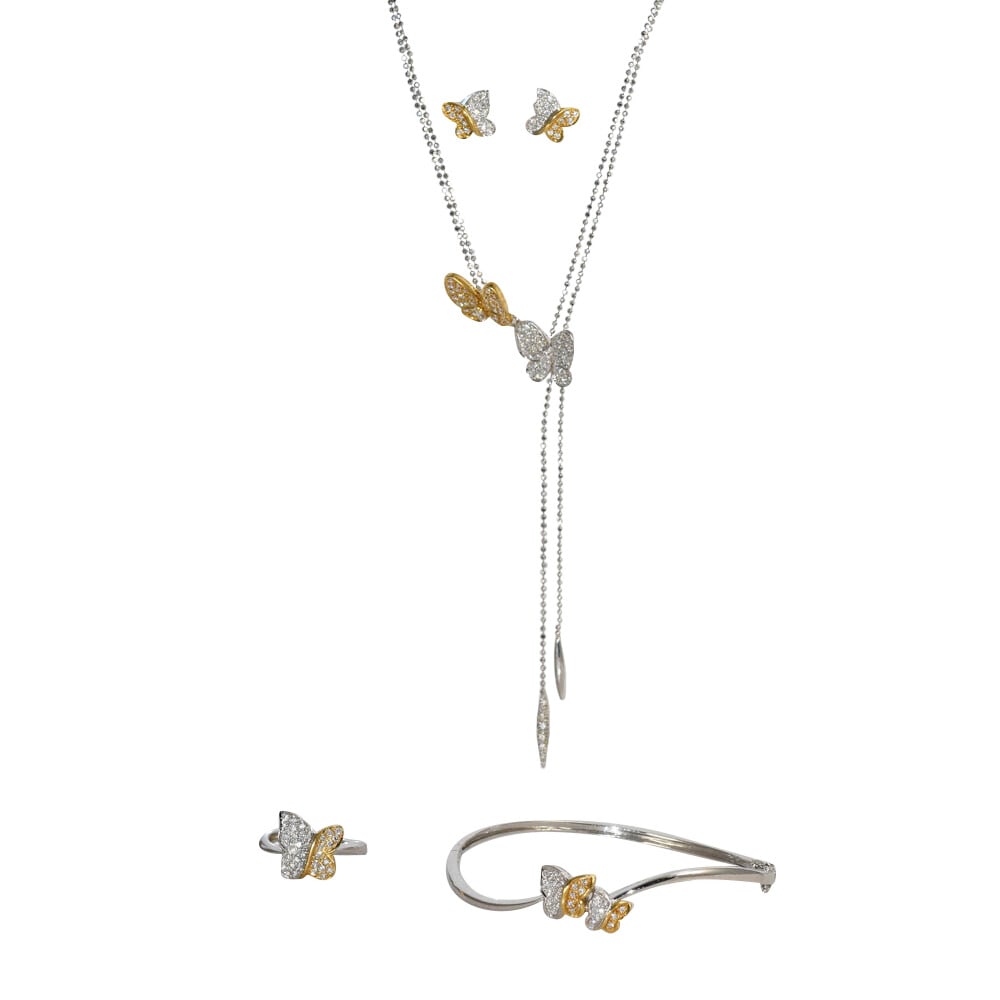 18K White Gold Butterfly Diamond Jewelry Set 4PC 1.70ctw (1 of 11)