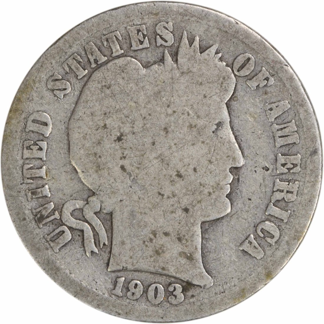 1903-S Barber Dime 10C Silver Uncertified Circulated Coin (1 of 2)