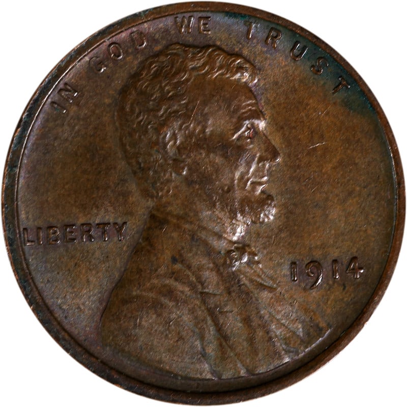 1914-P Lincoln Cent Copper Coin from Philadelphia (1 of 2)